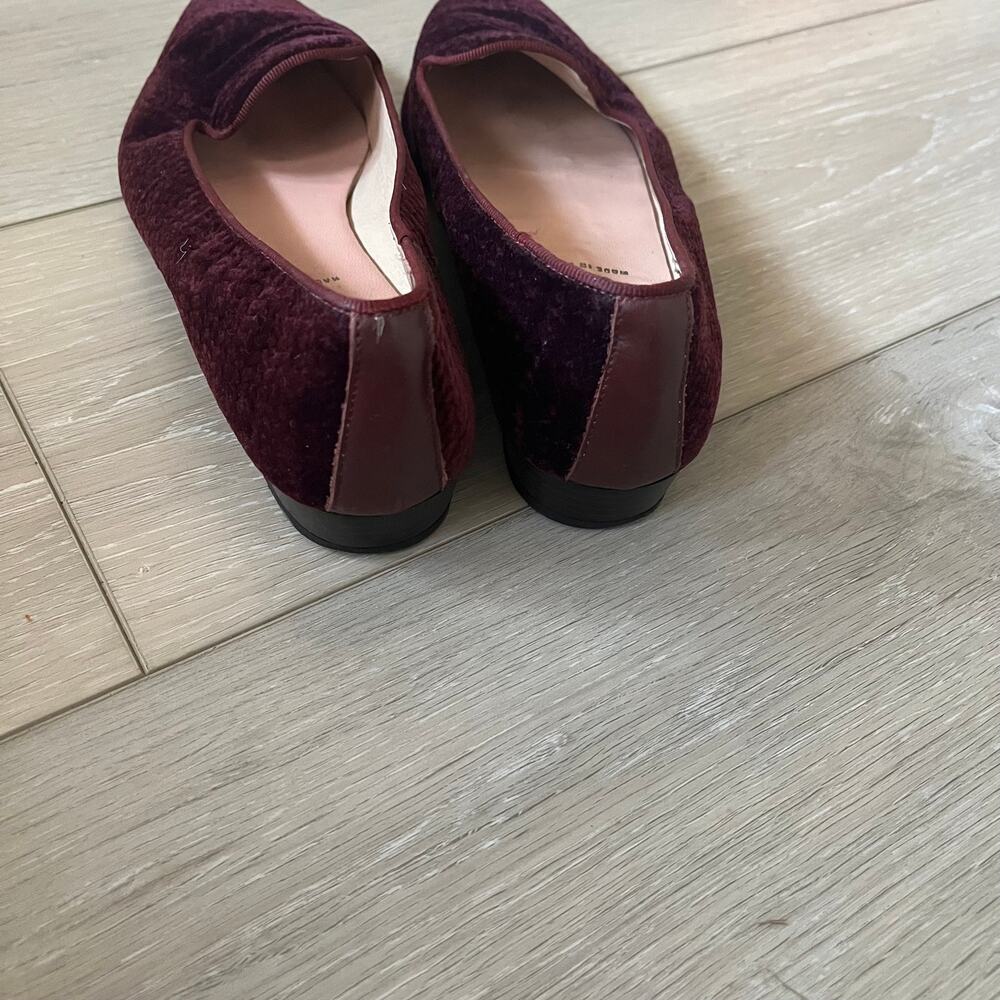 Anthropologie Bisue Ballerinas Flat Women's 40 Burgundy Embossed Smoking Loafer - Picture 10 of 14